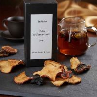 infusion Nuits de Samarcande-Infusion dans son emballage de présentation ,carton noir élégant et étiquette blanche